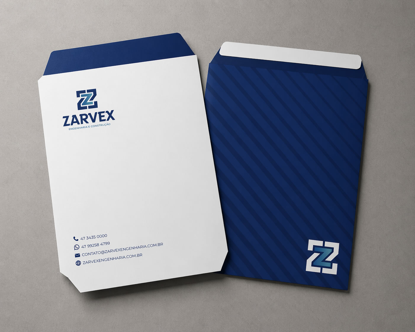 Criação Envelope Zarvex Engenharia e Construção