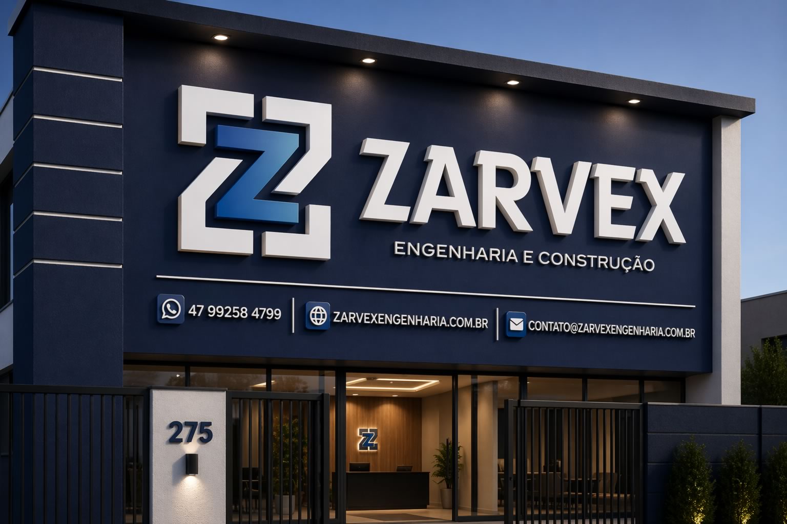 Criação Fachada Zarvex Engenharia e Construção